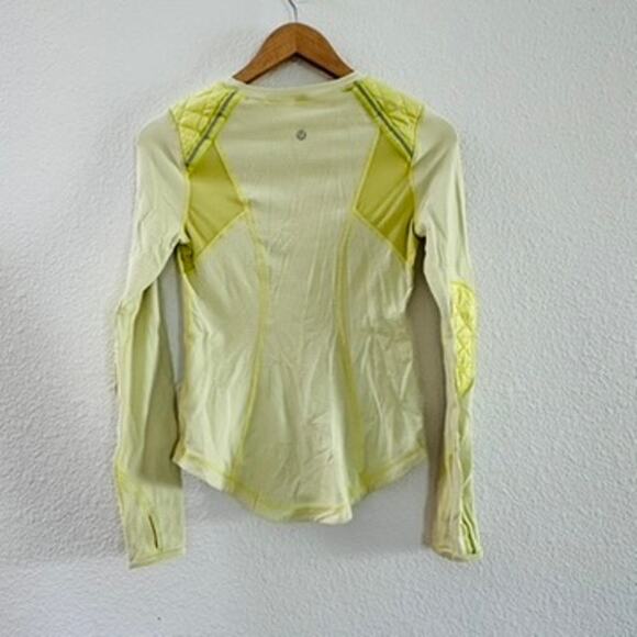 Lululemon Run Ice Queen Slope Stripe Clarity Yellow Long Sleeve Top Size 4 - Picture 3 of 4